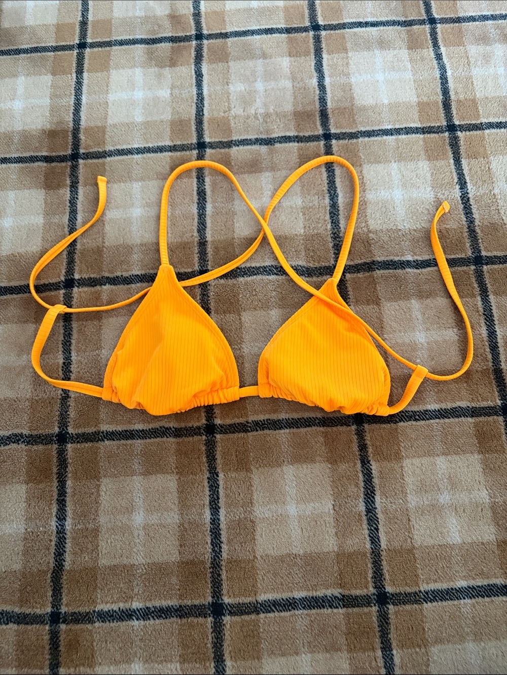 Target Bright Orange Ribbed Triangle Bikini Top